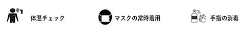 体温チェック・マスクの常時着用・手指の消毒